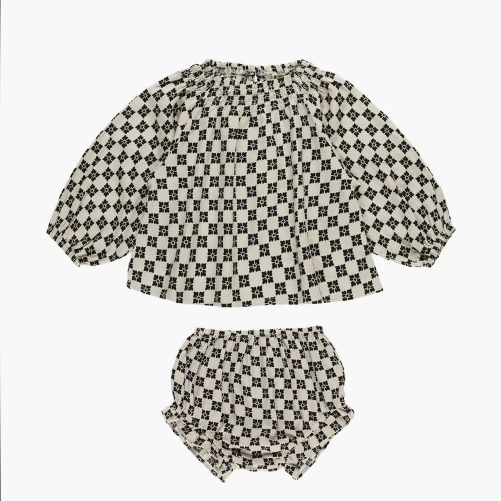 Quincy Floral Balloon Sleeve Linen Blend Top & Bloomers